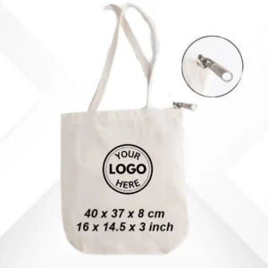 Cotton Tote Bag with Zipper - 300GSM