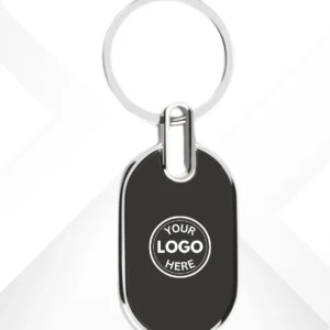 Stylish Black Oval Custom Keychain