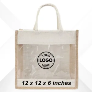 Large Jute Bag with Transparent Sides