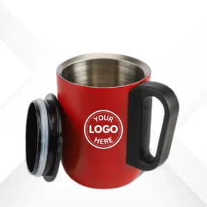 red steel coffee mug
